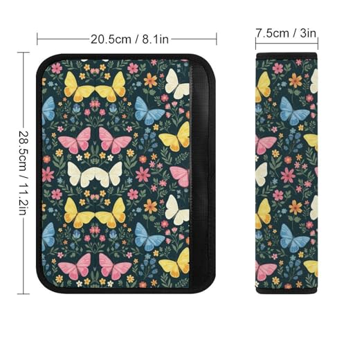 Universal Soft and Comfortable Butterfly Beautiful Floral Botanical Butterflies Seat Belt Shoulder Pad for Kids, Most Cars, 1 Pair Seat Belt Covers Cushion Anti-Slip Pad - color: Pattern 622