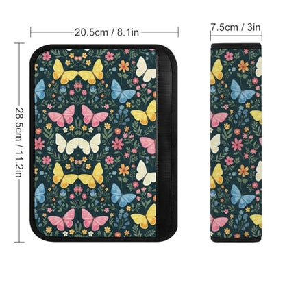 Universal Soft and Comfortable Butterfly Beautiful Floral Botanical Butterflies Seat Belt Shoulder Pad for Kids, Most Cars, 1 Pair Seat Belt Covers Cushion Anti-Slip Pad - color: Pattern 622