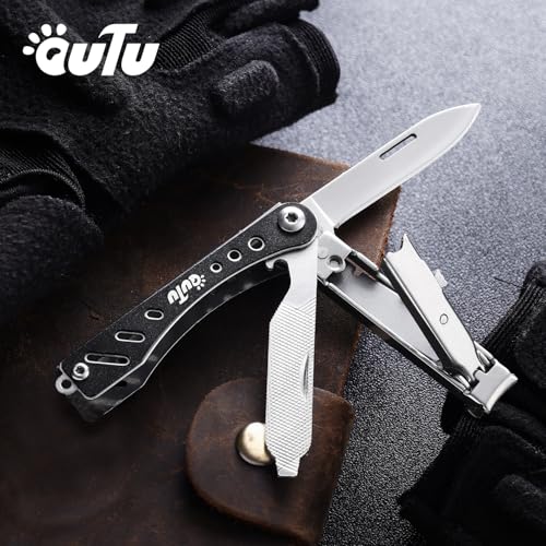 OUTU Nail Clippers Multitool,Nail File,Bottle Opener,Utility Tool with Gift Box(Black) - style: Black
