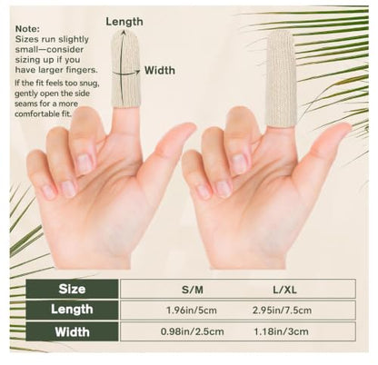 Evridwear Cotton Finger Cots Cotton Cushion 100PCS for Cracked Skin, Eczema, Calluses, Moisture Wicking, Finger Protection for Men & Women (5 Packs Short, 2") - size: 5 Packs Short