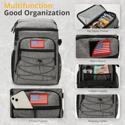 25L Insulated Cooler Backpack Water-Resistant Molle Cooler Bag for Camping | 25L Large Capacity Tactical Cooler Backpack Bag with Compartment Insulation Water-Resistant & Leakproof Durable & Comfortable - color: Gray