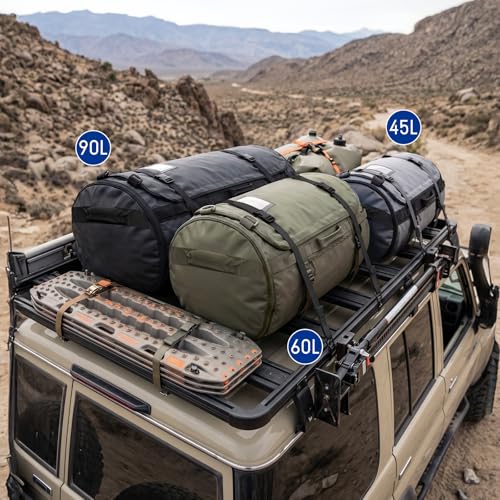 Haimont Heavy Duty Convertible Travel Duffel Backpack, Black, 45L | Shoe Compartment, Water-Resistant Tarpaulin, Wide U-Shaped Opening - color: Black, size: 45L