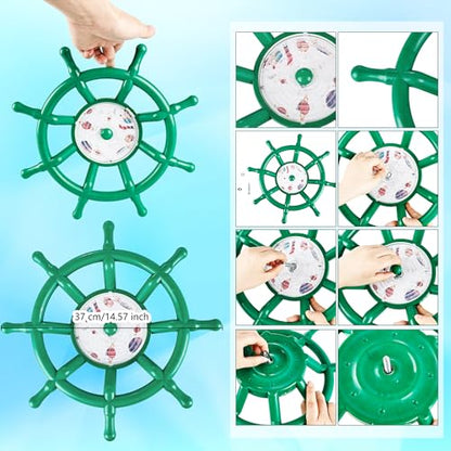 Kids Playground Accessories Outdoor Plastic Steering Wheel Playset Pirate Ship Wheel for Playhouse Garden Backyard Tree House - color: Green Set 1