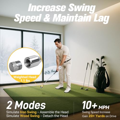 PodiuMax Golf Swing Trainer, Golf Grip Trainer for Tempo & Path, 2 Weights for Iron & Wood Hitting Chipping, Non-Slip Right Hand Ergonomic Swing Training Aid Golfers & Men & Beginners