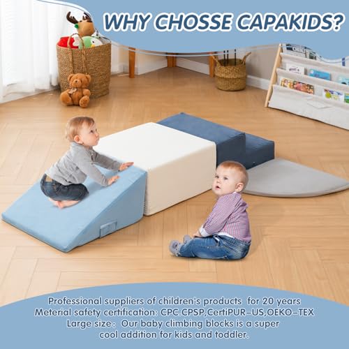 Capakiddo Large 4 Pcs Climbing Toys for Toddlers 1-3 | Odorless & Skin-friendly, Foam Climbing Blocks, Indoor Use, Velcro to Keep Together - color: Modern