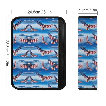 Soft Padded Car Seat Belt Pad for Elderly Support, Stroller Pushchair High Chair, 2 Pack American Flag Eagle Shoulder Harness Cover Anti-Slip Pad - color: Pattern 41