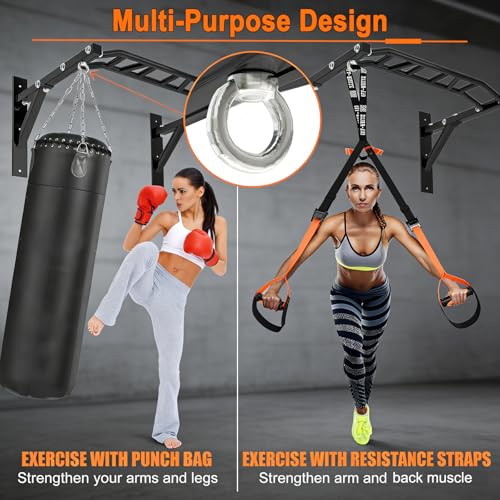 Heavy Duty Wall Mounted Pull Up Bar – Multi-Grip Pull Up Bar Ceiling Mount/Ceiling Mount Pullup bar/Chin Up Bar for Home Gym Workout Standards - color: Standards
