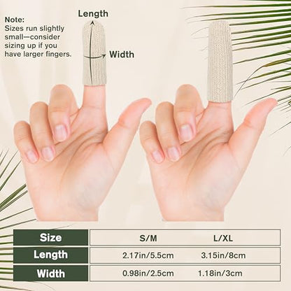 Evridwear Cotton Finger Cots Cotton Cushion 20PCS for Cracked Skin, Eczema, Calluses, Moisture Wicking, Finger Protection for Men & Women (3 Packs Long, 3") - size: 3 Packs Long