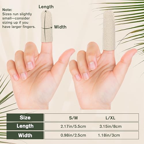 Evridwear Cotton Finger Cots Cotton Cushion 100PCS for Cracked Skin, Eczema, Calluses, Moisture Wicking, Finger Protection for Men & Women (5 Packs Short, 2") - size: 5 Packs Short