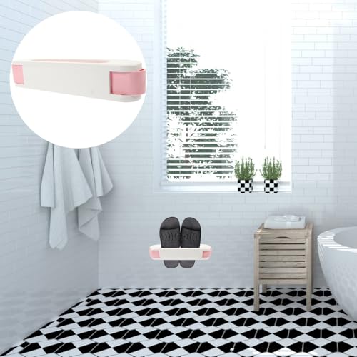 BESTYASH No Punching Wall Mounted Shoe Rack for Slippers and Sneakers, Folding Plastic Shoe Organizer with Sturdy Rails and Enough Space, Easy to Clean Storage Shelf for Bathroom or Living
