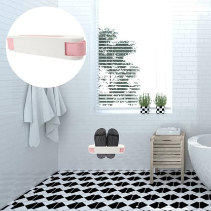 BESTYASH No Punching Wall Mounted Shoe Rack for Slippers and Sneakers, Folding Plastic Shoe Organizer with Sturdy Rails and Enough Space, Easy to Clean Storage Shelf for Bathroom or Living