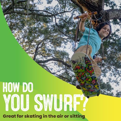 Swurfer TreeSkate Skateboard Tree Swing, Outdoor Stand Up Surf Swing, Kids Outdoor Play Equipment, for Children and AdultsHolds Up to 200 lbs, Ages 6 and Up, Adjustable Handles, Grip Tape (Undawadda) - color: Green