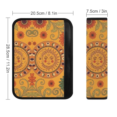 Universal Soft and Comfortable Car Seat Straps Shoulder Pads for Adult Use, Stroller Pushchair High Chair, 2PCS Hippie Flower Sun Moon Boho Harness Pads Strap - color: Pattern 1250