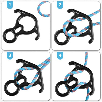 TRIWONDER Rescue Figure 8 Descender, 35kN 50kN Aluminum Rappelling Belay Gear Climbing Rigging Plate Downhill Equipment Heavy Duty - color: 50kN Black