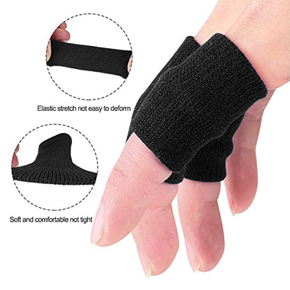 ELANE 40PCS Finger Sleeve Protective Sleeve, Thumb Sleeve Support Finger Sleeve Elastic Thumb Sleeve, Protect Joints, Suitable for Sports, Basketball, Tennis, Fitness, Bowling, Black and Rose - color: black+rosered