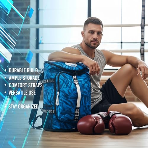 Gym Duffle Bag Backpack with Shoe Compartment,4 ways Travel Backpack for Women and Men,Multi-Functional Weekender bag with Waterproof Layer&Laptop Compartment for Fitness, Travel,Camping - color: Blue