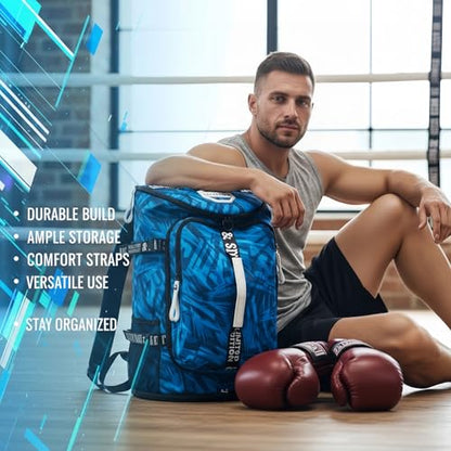 Gym Duffle Bag Backpack with Shoe Compartment,4 ways Travel Backpack for Women and Men,Multi-Functional Weekender bag with Waterproof Layer&Laptop Compartment for Fitness, Travel,Camping - color: Blue