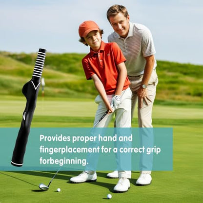 Golf Grip Trainer Right Hand, 2 Pack Golf Training Grip | 10.2in Rubber Grip Trainer for Beginners, Kids Women to Practice Proper Hand Position at Home or Golf Range