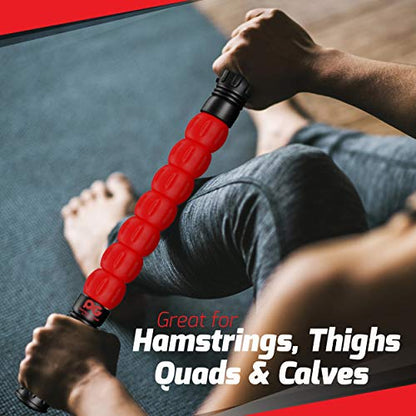 Physix Gear Roller Stick - Muscle Roller Massage Stick for Legs, The Stick Massage Roller for Deep Tissue Massaging Stick for Athletes, Physical Therapy Muscle Roller, Recovery Stick Roller - color: Red