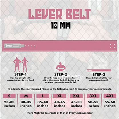 Beast Power Gear Weight Lifting Belt Lever Buckle 10MM 13MM Thick & 4 Inches Free Strap Weightlifting, Powerlifting, Deadlifts, Squats Men Women - color: Solid Pink, size: Small
