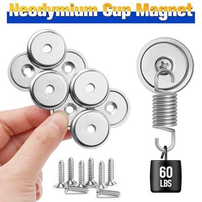 VNDUEEY Magnets with Holes, Strong Rare Earth Magnets, 16 Pack 60LBS Neodymium Cup Magnet with Stainless Screws for Wall Mounting, Round Base Disc Magnet for for Kitchen, Office, Workplace, DIY Craft - size: 16 Pack 60LBS