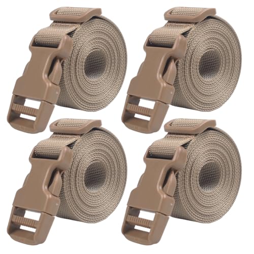 XTACER 1 Inch Molle Backpack Accessory Strap Luggage Straps Cover Strap Sleeping Bag Strap with Buckle (TAN, 60) - color: TAN, size: 60 Inches