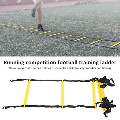 12 Rungs Professional Agility Ladder for Football Soccer Training Speed Drills Adjustable Rung Spacing with Reinforced Belts and Carry Bag Ideal for Athletes Outdoor Indoor