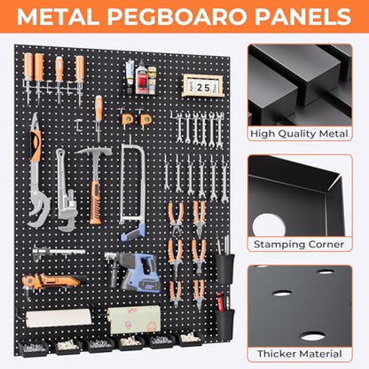 INCLY 48x36 Inch Metal Peg Board Kit 1/4" Pegboard Hooks Accessories | 6PCS Peg Board Panels, 234PCS Pegboard Accessories, Black Pegboard Wall Organizer, Tool Storage System for Garage Workbench - size: 48x36 Inch