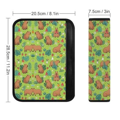 1 Pair Cute Capybaras Green Seat Belt Shoulder Pad Soft Padded Seat Belt Cushion for Adult Use, Stroller Pushchair High Chair, Pressure Relief - color: Pattern 99