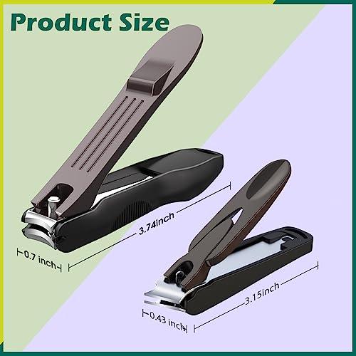 GLAMFIELDS Nail Clipper with Catcher, Large Fingernail Toenail Clipper,Slanted Edge Nail Clippers Leather Case Packed Good Gift for Men and Women 2PACK Large/Small - size: 2PACK Large/Small