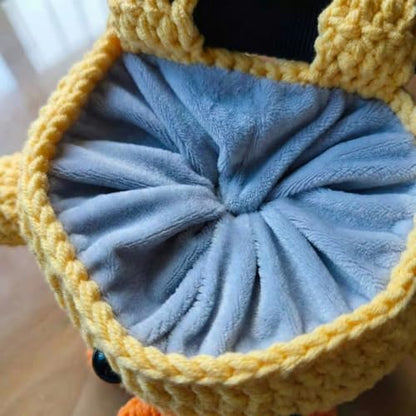Handmade Crochet Rock Climbing Chalk Bag, Fun Plush Animal Chalk Pouch with Drawstring, Adjustable Waist Belt for Indoor Outdoor Bouldering Sport Climbing - style: Yellow Duck