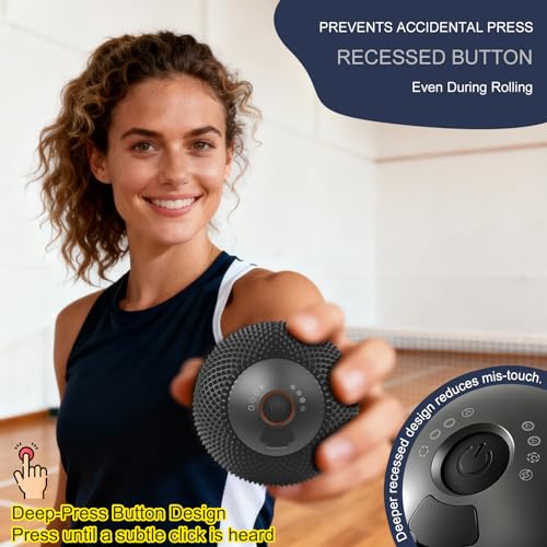 HODEMI Vibrating Massage Ball with Heat & Smart Memory, Deep Tissue Massage Ball for Sports Recovery, Muscle Relaxation & Myofascial Release, 7 Modes for Home & Gym Use (Black)