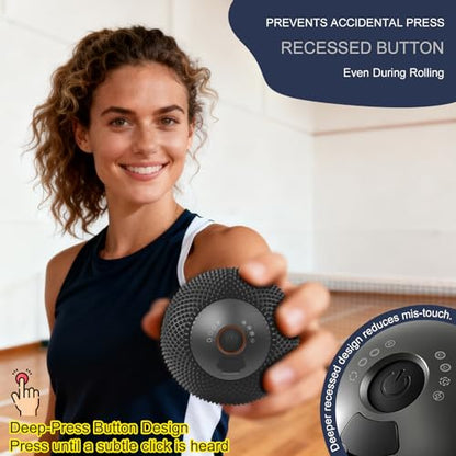 HODEMI Vibrating Massage Ball with Heat & Smart Memory, Deep Tissue Massage Ball for Sports Recovery, Muscle Relaxation & Myofascial Release, 7 Modes for Home & Gym Use (Black)