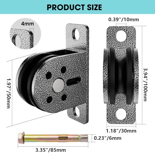 Cable Rope Bearing Pulley Wheel, Wall-Mounted Fixed Pulley Weight System for Home Gym, Weightlifting, DIY Fitness Equipment, Ceiling Mount Accessories - color: Grey-1pc