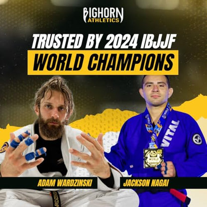 Bighorn Athletics Jiu Jitsu Finger Tape | Residue-Free Athletic Finger Tape for Sports & Injuries: Rock Climbing, Volleyball, Football, Basketball, Hands & Toes | 0.3-Inch x 45-feet, 8-Rolls, Blue | Residue-Free, For Sports & Injuries, Jiu Jitsu, Rock Cli