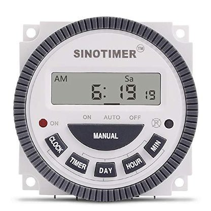 TM619 Timer Switch Digital LCD Power Timer Switch Weekly Programmable Thinner Model 16A 1NO+1NC (TM619-3 24V)