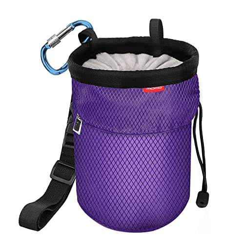 Moko Rock Climbing Chalk Bag, Bouldering Chalk Pot Bucket with Adjustable Belt & Carabiner Drawstring Climbing Gear - color: Purple, style: Straight Cylinder