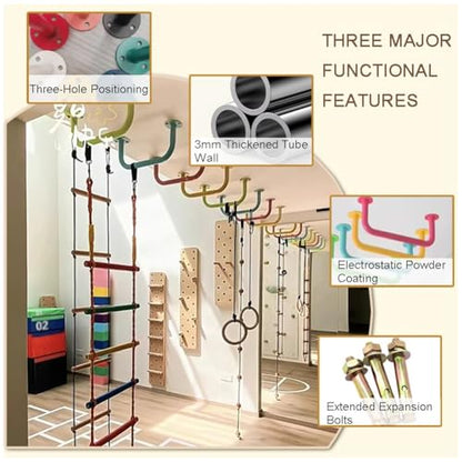 exproyzk 2pcs Carbon Steel Playground Handles - Monkey Bars Heavy Duty Ceiling Grab Bars - for Indoor Outdoor Climbing Frames, Treehouses, Wall Ladders(White) - color: White