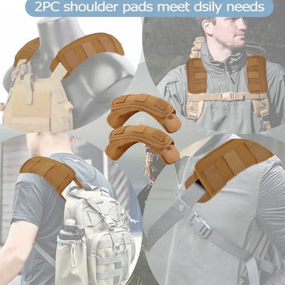 ZINMARK 2-Pack Shoulder Pad Ultra-Thick Tactical Vest Cushion for Laptop Bags, Messenger Bags, Briefcase Bags, Luggage Bags, Tool Bags, Travel Bags and Most Bags, Khaki - color: Khaki