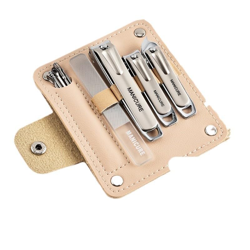 10 PCS Professional Nail Care Kit with Leather Case, Stainless Steel Manicure & Pedicure Kit,Slanted Blade Ingrown Toenail Clippers for Thick Toenails(Sliver)