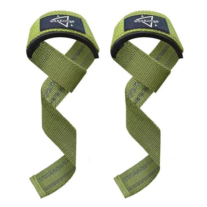 WSAKOUE Lifting Straps, Weightlifting Straps, Deadlift Straps with Padded Neoprene for Power Lifting, Bodybuilding, Gym Workout, Strength Training & Fitness Workout, Resistance - color: Army Green