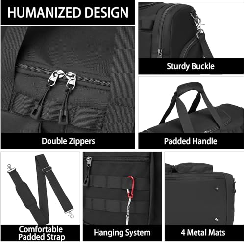 Tactical Gym Bag for Men,Carry On Duffel Bag with Shoe Compartment Gym Duffle bags for Travel Military Duffle Bags with Molle System for Weekend Overnight bag
