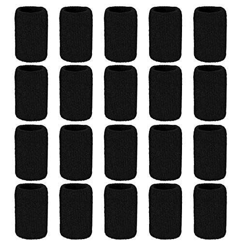 Senkary 20 Pieces Finger Compression Sleeves Elastic Finger Protectors Thumb Splint Brace for Arthritis Pain Relief, Basketball Sport (Black) - color: Black
