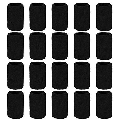 Senkary 20 Pieces Finger Compression Sleeves Elastic Finger Protectors Thumb Splint Brace for Arthritis Pain Relief, Basketball Sport (Black) - color: Black