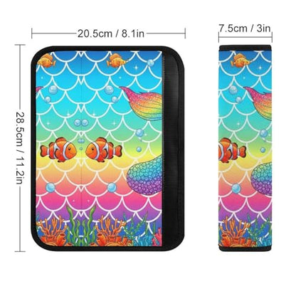 2PCS Soft Padded Car Seat Straps Shoulder Pads for Adult Use, Most Cars, Rainbow Pink Mermaid Tail Shoulder Protector, Shock Absorption - color: Pattern 153