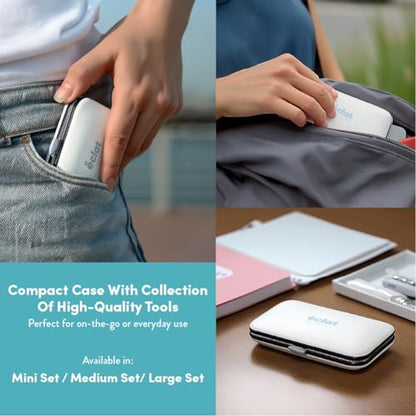 Éclat Manicure Pedicure Kit for Men & Women, 10Pcs Finger & Toe Nail Care Tools Includes Nail Clipper Cutter, Tweezer, File, Cuticle Pusher, Personal Care Professional Grooming Set With Travel Case - color: Medium Mani+pedi Set (10pc Cream)
