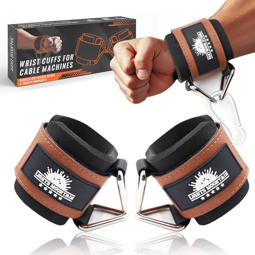 Wrist Cuffs for Cable Machines – Padded & Adjustable Straps for Lateral Raises, Tricep Pushdowns & Strength Training - color: Brown, size: size M(5.5"-6.7")