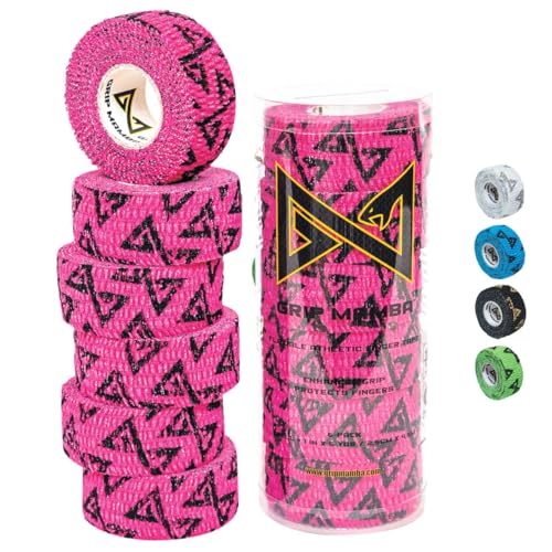 GRIP MAMBA Elastic Athletic Finger Tape, 1”Wide w/Premium Adhesive, Protects Hand Thumb Fingers Enhances Grip, Sleeve Blister Wrap for Sports, Golf, Tennis, Basketball, Pickleball (Pink, 3 Rolls) - color: Pink, size: 3 ROLL