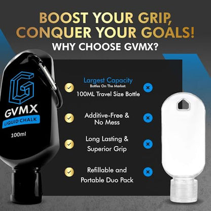 50ML/100ML/400ML Superior Grip Premium Liquid Chalk. Long Lasting Mess-Free Gym Chalk for Weightlifting, Gymnastics, Climbing. Fast Drying Refillable Gym Accessories. Package May Vary. - style: 100ML - 1 Pack