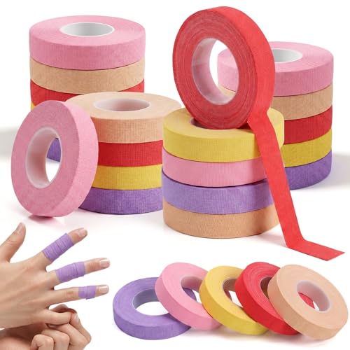 25 Rolls Climbing Tape, 0.4'' x 16 Feet Colorful Athletic Tape for Fingers Total 410 Feet Strong Adhesive Sports Tapes for Climbing, Sports, Guitar (5 Colors)